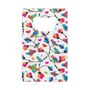 cute colourful parrot bird credit card bottle opener