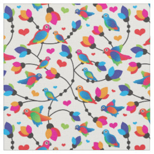 cute colourful parrot bird fabric