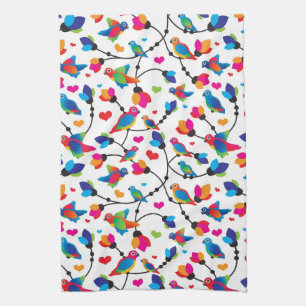 cute colourful parrot bird kitchen towel