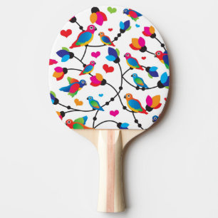 cute colourful parrot bird ping pong paddle