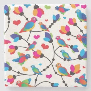 cute colourful parrot bird stone coaster