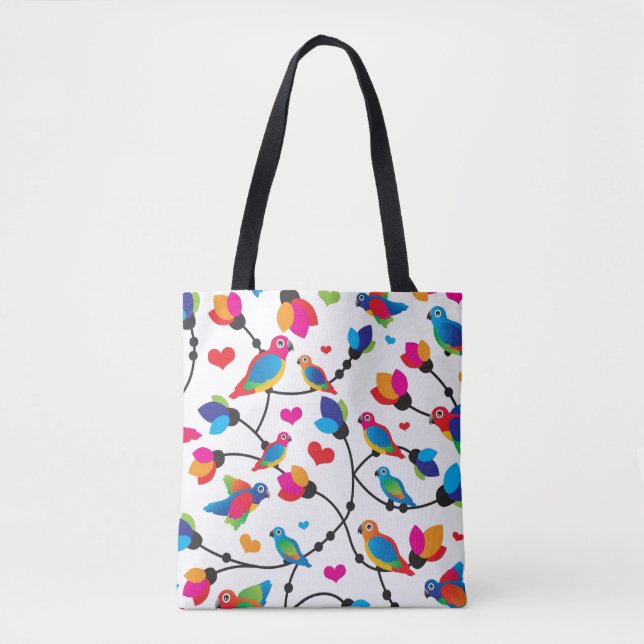 cute colourful parrot bird tote bag (Front)