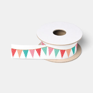 Cute Colourful Party Bunting Pattern Satin Ribbon