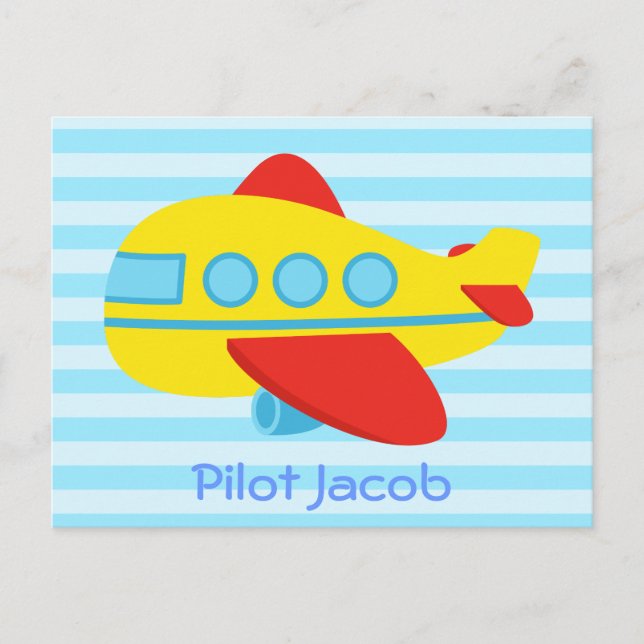 Cute, Colourful Passenger Plane for Little Pilot Postcard (Front)