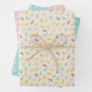 Cute Colourful Pastel Bunny Rabbit Pattern Wrapping Paper Sheet