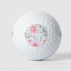Cute colourful pastel floral aztec golf balls