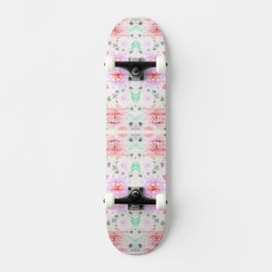 Cute colourful pastel floral aztec skateboard