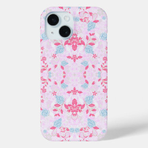 Cute colourful pastel floral pattern iPhone 15 case