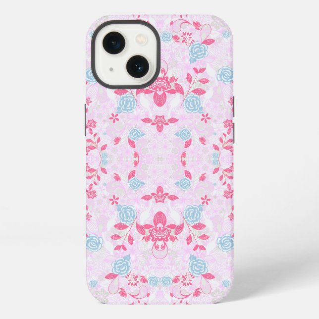 Cute colourful pastel floral pattern iPhone case (Back)