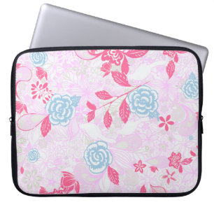 Cute colourful pastel floral pattern laptop sleeve