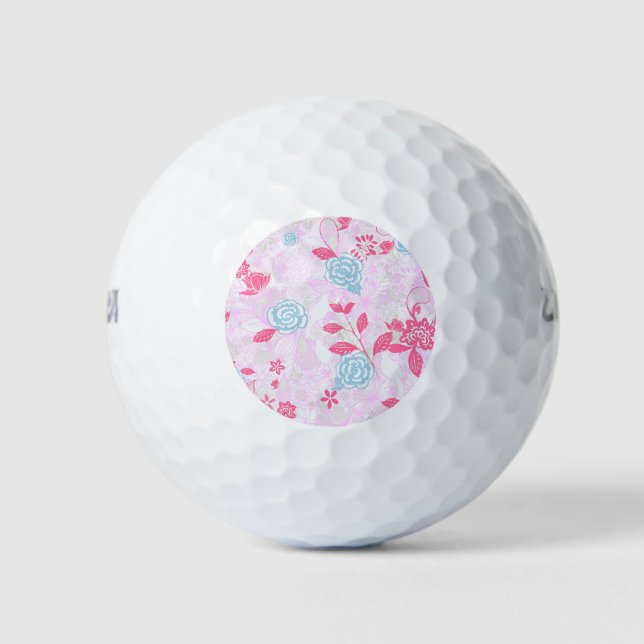Cute colourful pastel floral pattern Low-Top sneak Golf Balls (Front)
