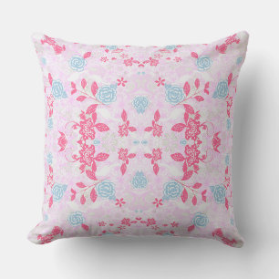 Cute colourful pastel floral pattern throw pillow