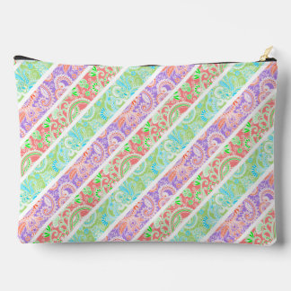 Cute colourful pastel flowers stripes accessory pouch