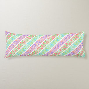 Cute colourful pastel flowers stripes body pillow