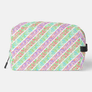 Cute colourful pastel flowers stripes dopp kit