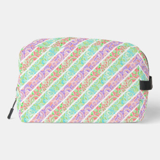 Cute colourful pastel flowers stripes dopp kit