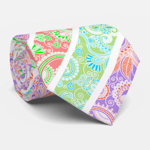 Cute colourful pastel flowers stripes tie