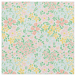 Cute Colourful Pastel Garden Flower Pattern Fabric