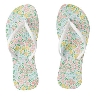 Cute Colourful Pastel Garden Flower Pattern Flip Flops