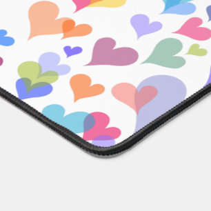 Cute & Colourful Pastel Heart Pattern Girly Kawa Desk Mat