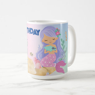 Cute colourful pastel mermaid Rainbow Birthday  Coffee Mug