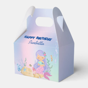 Cute colourful pastel mermaid Rainbow Birthday  Favor Box