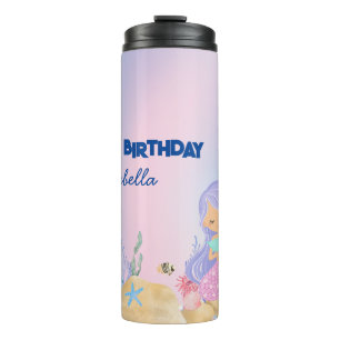 Cute colourful pastel mermaid Rainbow Birthday Thermal Tumbler