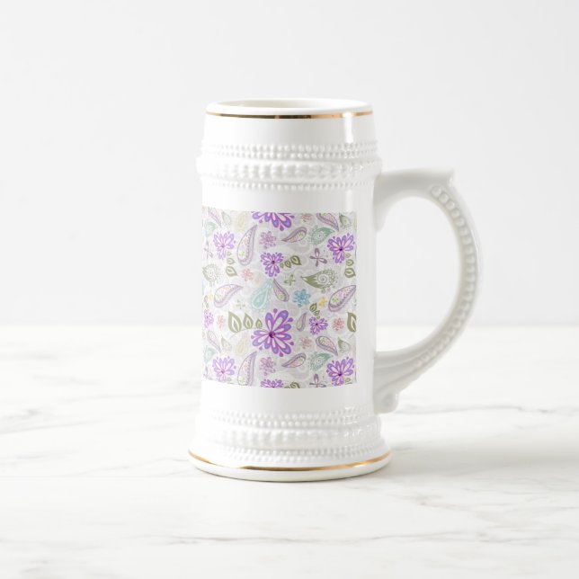 Cute colourful pastel paisley patterns beer stein (Right)