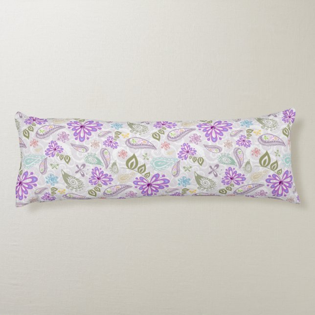 Cute colourful pastel paisley patterns body pillow (Back)