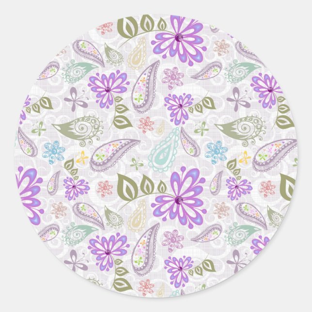 Cute colourful pastel paisley patterns classic round sticker (Front)