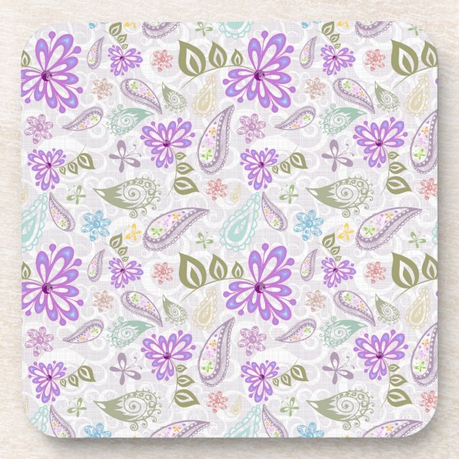 Cute colourful pastel paisley patterns coaster (Front)