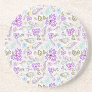 Cute colourful pastel paisley patterns coaster