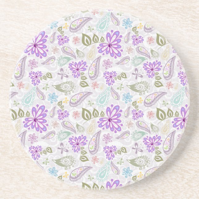 Cute colourful pastel paisley patterns coaster (Front)