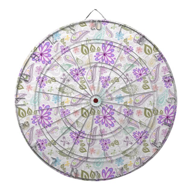 Cute colourful pastel paisley patterns dartboard (Front)