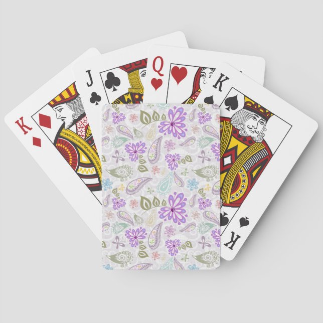 Cute colourful pastel paisley patterns playing cards (Back)