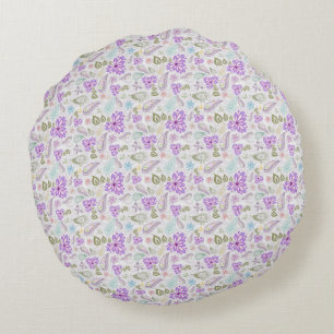 Cute colourful pastel paisley patterns round pillow