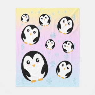 Cute colourful pastel penguin gradient pattern fleece blanket