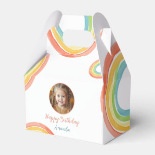 Cute Colourful Pastel Rainbow Girls Photo Birthday Favor Box