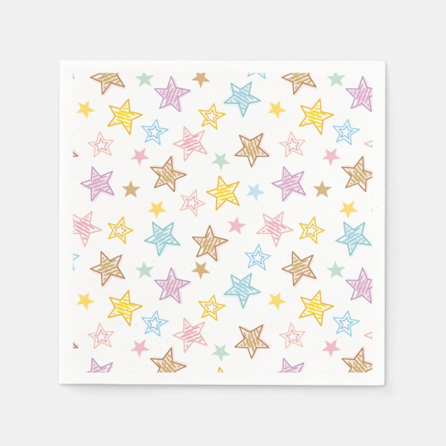 Cute Colourful Pastel Stars Pattern Napkin (Front)