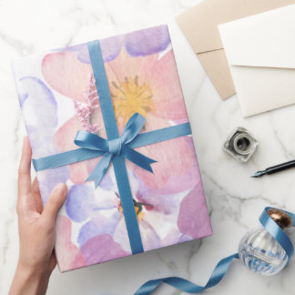 Cute Colourful Pastel Watercolor Flowers Wrapping Paper