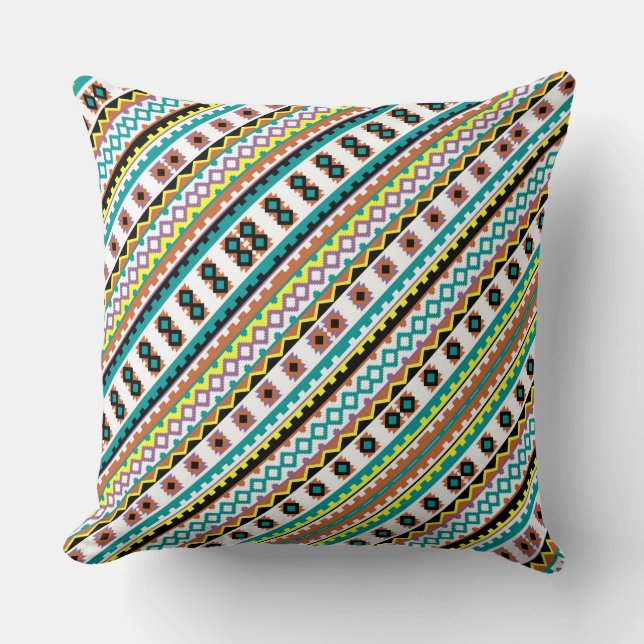 Cute colourful patterns design throw pillow (Front)