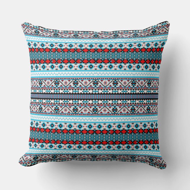 Cute colourful patterns throw pillow (Front)