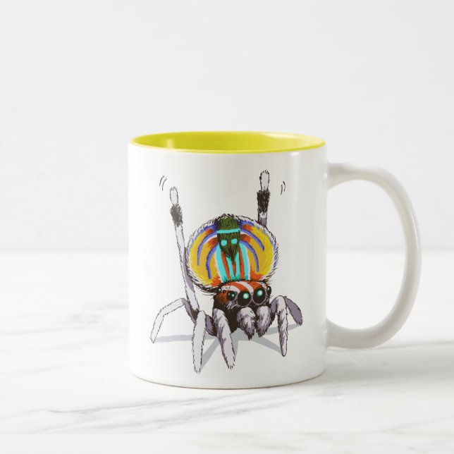 Cute Colourful Peacock Spider Drawing Art Mug (Right)