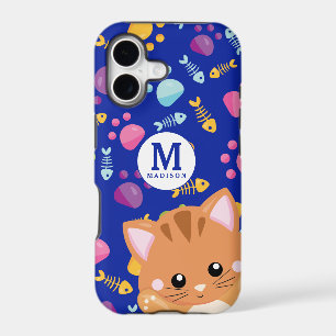 Cute Colourful Peek-a-Boo Cat Rainbow Paws Monogra