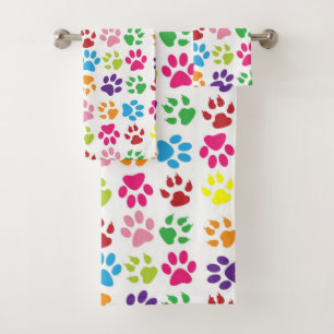Cute Colourful Per Paw Pattern Bath Towel Set