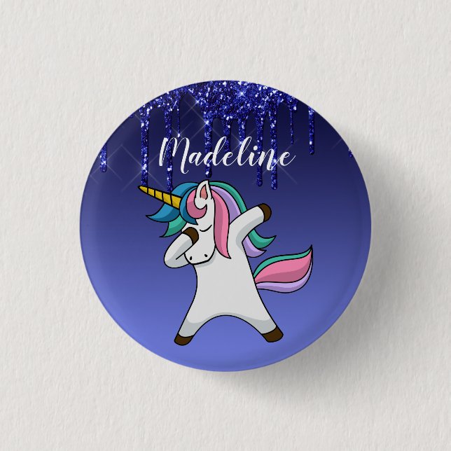 Cute Colourful Personalized Unicorn 1 Inch Round Button (Front)