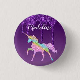 Cute Colourful Personalized Unicorn 1 Inch Round Button