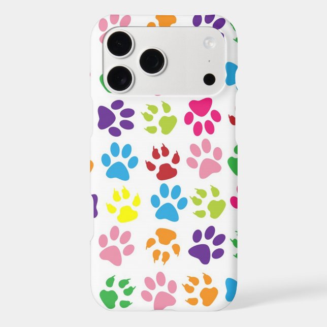 Cute Colourful Pet Paws Print Pattern (Back)