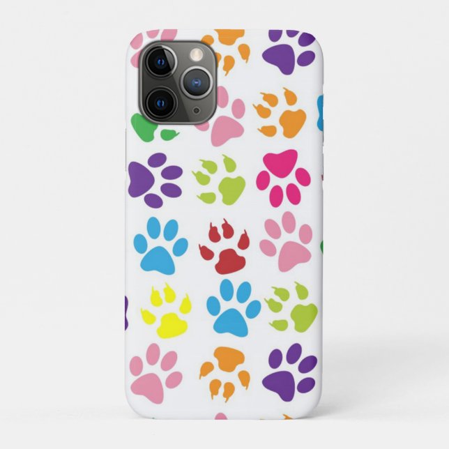 Cute Colourful Pet Paws Print Pattern Case-Mate iPhone Case (Back)