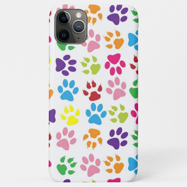 Cute Colourful Pet Paws Print Pattern Case-Mate iPhone Case (Back)